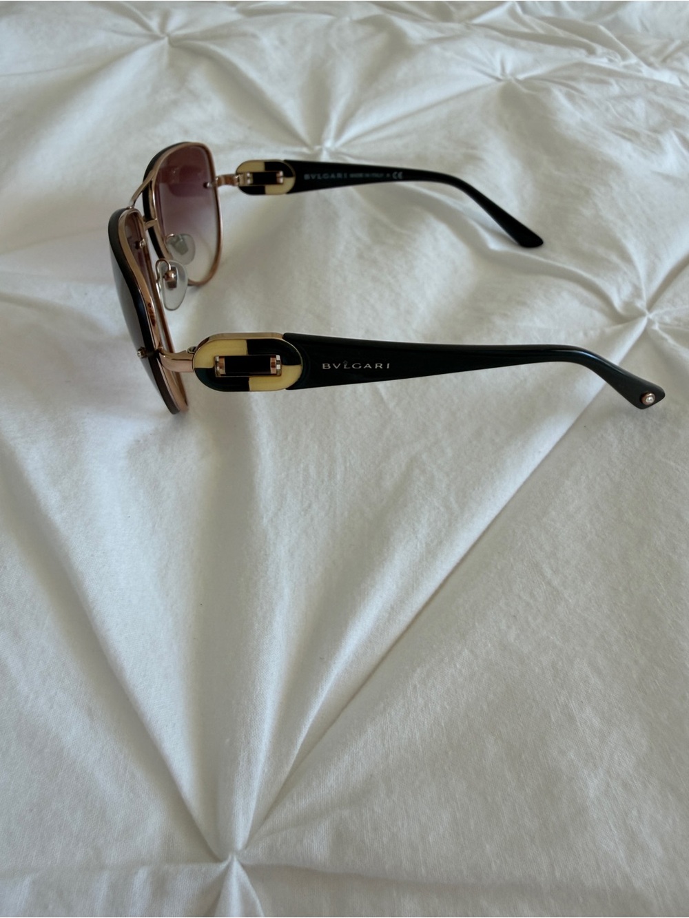Bulgari Gold Frame Sunglasses with Brown Gradient Lenses - Picture 2 of 2